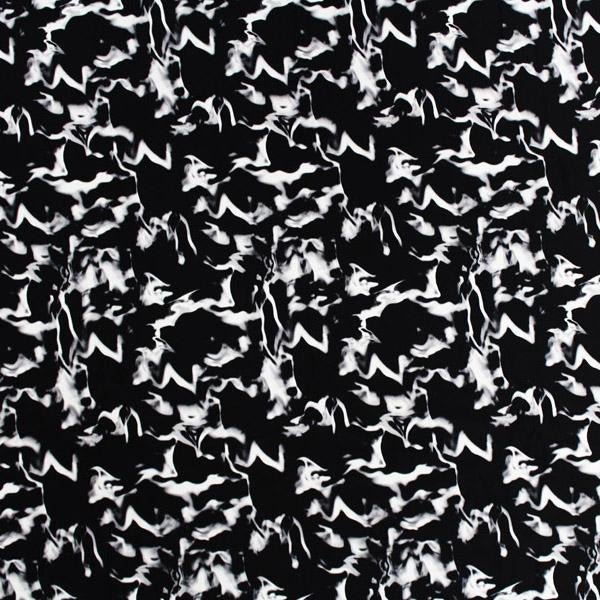 Printed Spandex Marble Black White