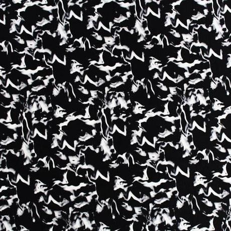 Printed Spandex Marble Black White