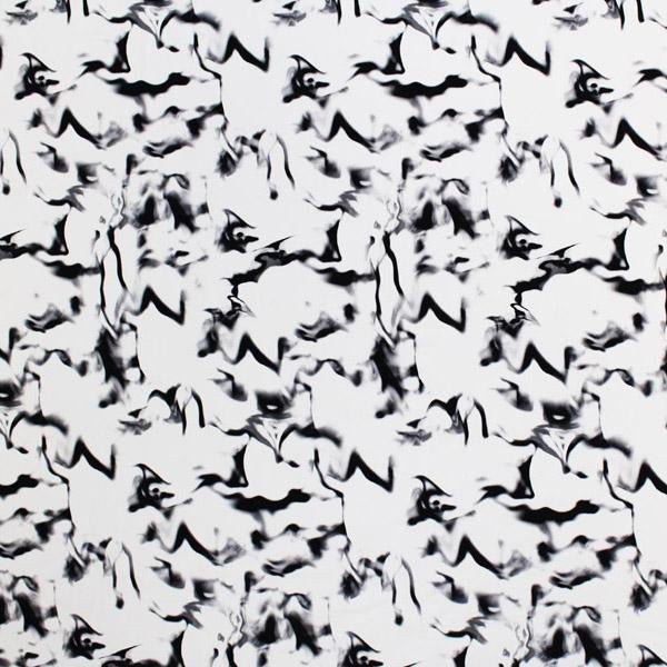 Marble Printed Nylon Spandex Fabric - Black/White Marble Print, 55/56" Width (1 Yard)
