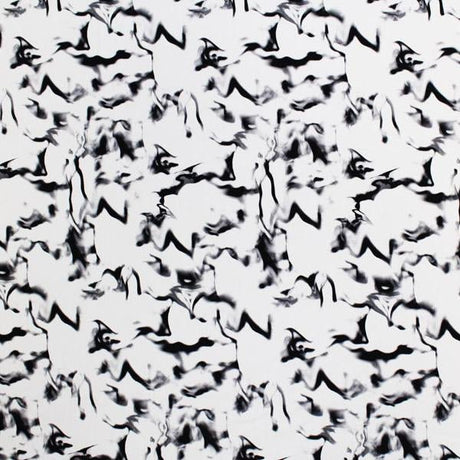 Marble Printed Nylon Spandex Fabric - Black/White Marble Print, 55/56" Width (1 Yard)