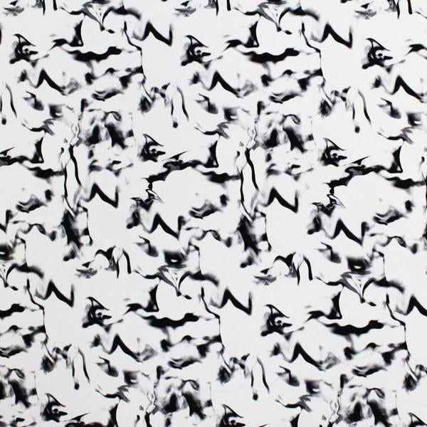 Marble Printed Spandex Fabric - Black/White Marble Print, 55/56" Width (1 Yard)