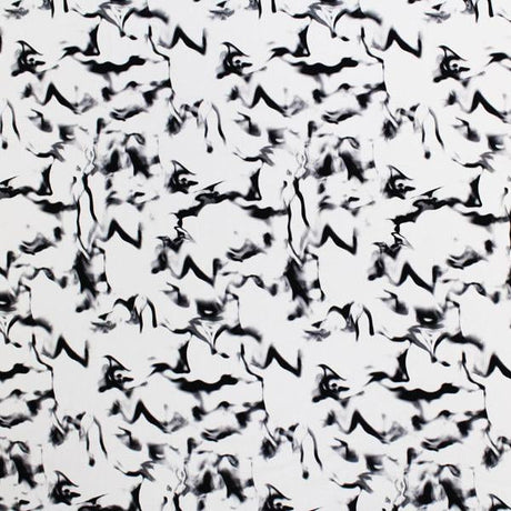 Marble Printed Spandex Fabric - Black/White Marble Print, 55/56" Width (1 Yard)