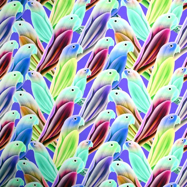 Parakeet Multi Color Printed Nylon Spandex Fabric - Multi Color Printed, 55/56" Width (1 Yard)