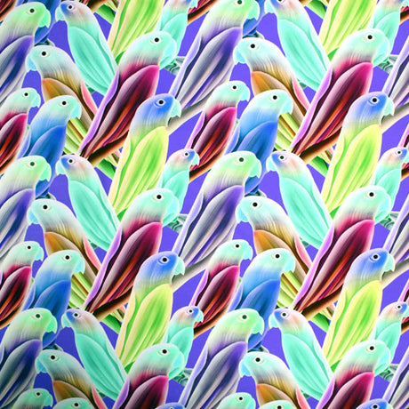 Parakeet Multi Color Printed Nylon Spandex Fabric - Multi Color Printed, 55/56" Width (1 Yard)