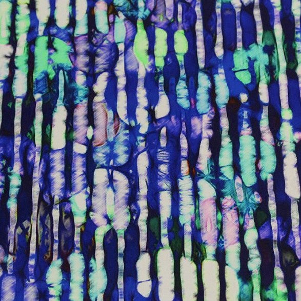 Distressed Blue And Green Printed Nylon Spandex Fabric - Blue And Green Distressed Print, 55/56" Width (1 Yard)
