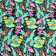 Lily Pad Fish Pond Nylon Spandex Fabric - Blue Lily Pad Fish Pond Print, 56" Width (1 Yard)