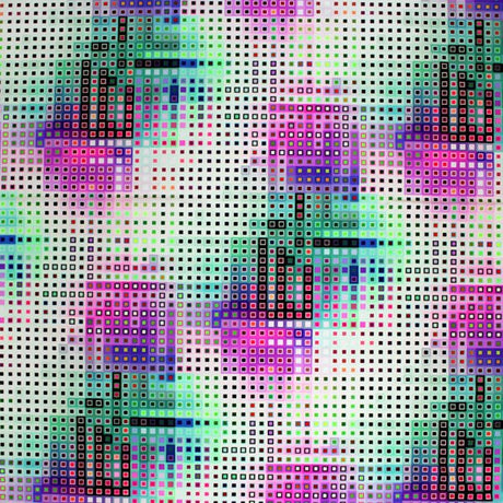 Printed Spandex Blue Tetris