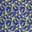 Printed Spandex Fabric Blue and Yellow Leaves