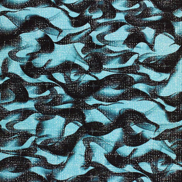 Printed Spandex Dots on Waves Blue