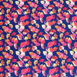 Printed Spandex Navy Rust Leaves