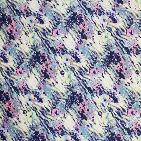 Printed Spandex Blue Abstract