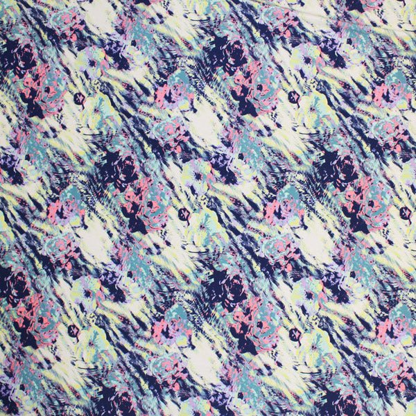 Printed Spandex Blue Abstract