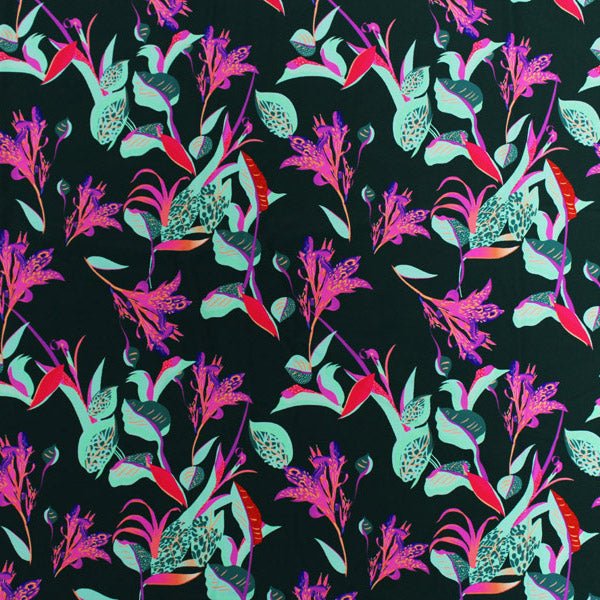 Printed Spandex Groovy Night Flowers