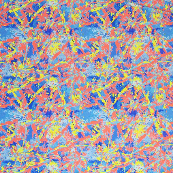 Printed Spandex Stamped Trees Blue