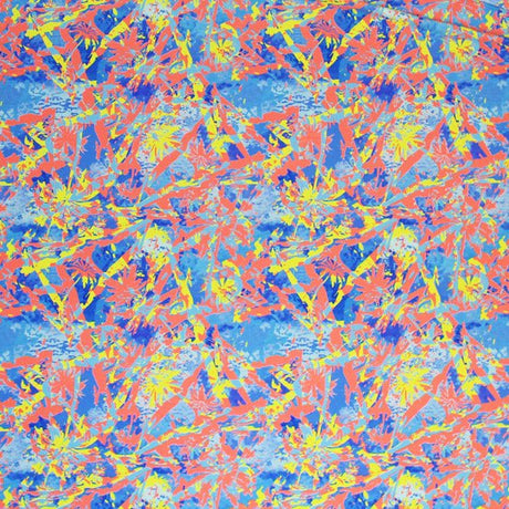 Printed Spandex Stamped Trees Blue