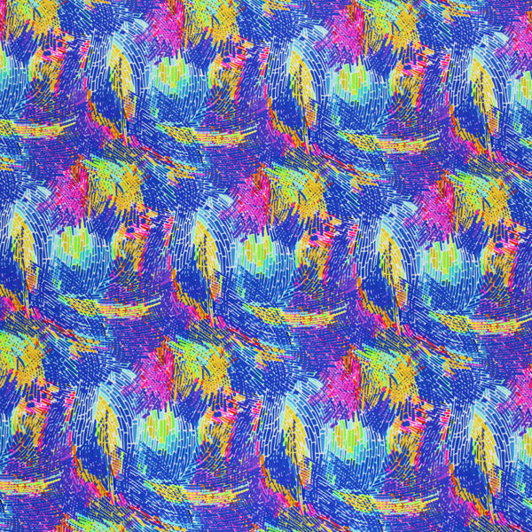 Abstract Strokes Nylon Spandex Fabric - Blue Abstract Strokes, 55/56" Width (1 Yard)