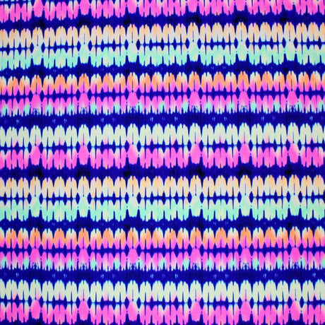 Printed Spandex Tie-Dye Stripes Blue