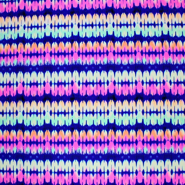 Tie Dye Stripes Printed Nylon Spandex Fabric - Blue Tie Dye Stripes, 55/56" Width (1 Yard)