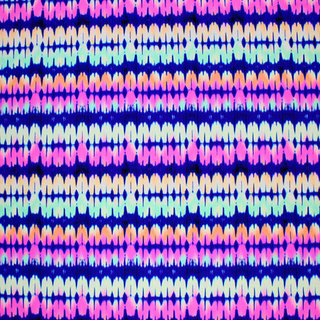 Tie Dye Stripes Printed Nylon Spandex Fabric - Blue Tie Dye Stripes, 55/56" Width (1 Yard)