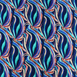 Printed Spandex Orange and Navy Swirls