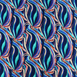 Orange And Navy Swirls Printed Nylon Spandex Fabric - Orange And Navy Swirls, 55/56" Width (1 Yard)