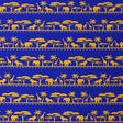 Elephant Giraffe African Safari Printed Nylon Spandex Fabric - Blue, Animal Print, 55/56" Width (1 Yard)