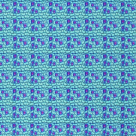 Printed Spandex Aquatic Abstract Cells