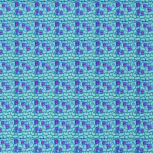 Printed Spandex Aquatic Abstract Cells