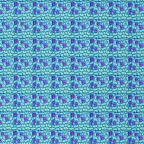 Aquatic Abstract Cells Printed Nylon Spandex Fabric - Blue Abstract Cells, 55/56" Width (1 Yard)