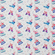 Printed Spandex Flowers and Cars Blue