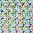 Parakeets On Branches Nylon Spandex Fabric - Bird Print, Blue, 55/56" Width (1 Yard)