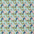 Parakeets On Branches Nylon Spandex Fabric - Blue Bird And Branch Print, 55/56" Width (1 Yard)