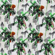 Zebra And Tiger Palm Tree Safari Printed Nylon Spandex Fabric - Safari Print, Blue Moon, 55/56" Width (1 Yard)