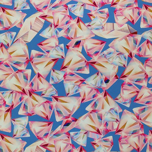 Printed Spandex Diamonds and Jewels Blue