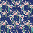 Peacocks On Branches Printed Nylon Spandex Fabric - Blue, Peacock Print, 55/56" Width (1 Yard)