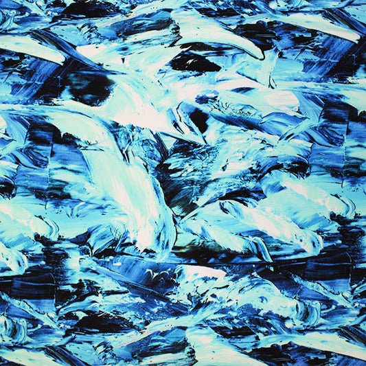 Printed Spandex Blue Abstract Ice Glaciers