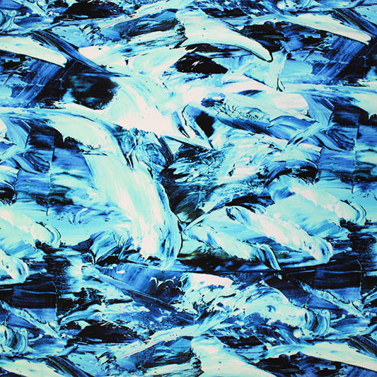 Painted Ice Glaciers Printed Nylon Spandex Fabric - Blue Ice Glacier Print, 58/60" Width (1 Yard)