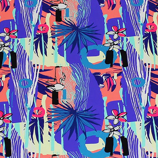 Printed Spandex Miami Vice Flamingos