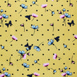 Yellow Polka Dot Butterfly Printed Nylon Spandex Fabric - Yellow Polka Dot Butterfly Print, 55/56" Width (1 Yard)