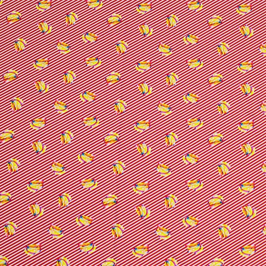 Printed Spandex Bananas Red Stripes