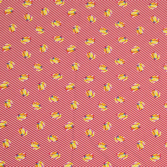 Bananas Red Stripes Printed Nylon Spandex Fabric - Red Banana Print, 55/56" Width (1 Yard)