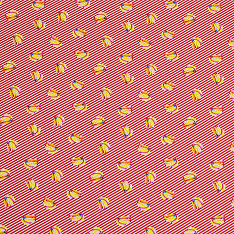Bananas Red Stripes Printed Nylon Spandex Fabric - Red Banana Print, 55/56" Width (1 Yard)