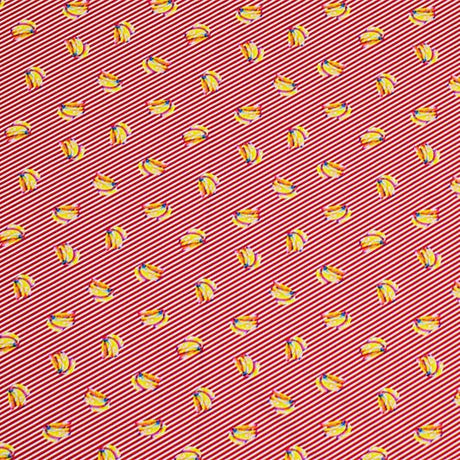 Bananas Red Stripes Nylon Spandex Fabric - Red Banana Print, 55/56" Width (1 Yard)