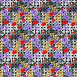 Flowers On Dots Printed Nylon Spandex Fabric - Blue Floral Dots, 55/56" Width (1 Yard)