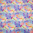 Neon Feathers Printed Nylon Spandex Fabric - Neon Feathers Print, Blue, 55/56" Width (1 Yard)
