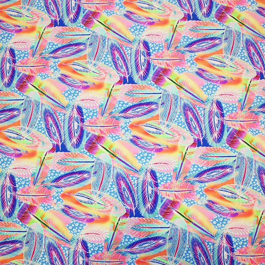 Printed Spandex Neon Feathers