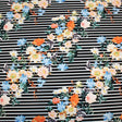 Bouquets On Stripes Printed Nylon Spandex Fabric - Blue Floral Stripes, 55/56" Width (1 Yard)