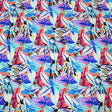 Geometric Flowers Printed Nylon Spandex Fabric - Blue Geometric Flowers Print, 55/56" Width (1 Yard)
