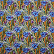 Tribal Flowers Printed Nylon Spandex Fabric - Blue Tribal Flowers, 55/56" Width (1 Yard)