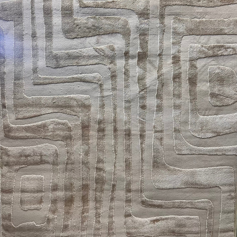 Tone-On-Tone Mocha Geo Area Rug - Warm Beige, Modern High-Low Texture, 5' 3" X 7' 4", 8' X 11', 10' X 13' (1 Rug)